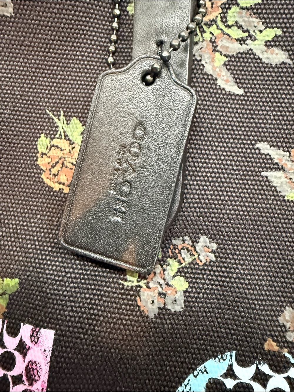 Coach Black Floral Tote with Rainbow LOVE Logo - Picture 4 of 7